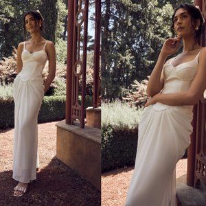 Meshki - Leila Satin Corset Maxi Dress - Ivory